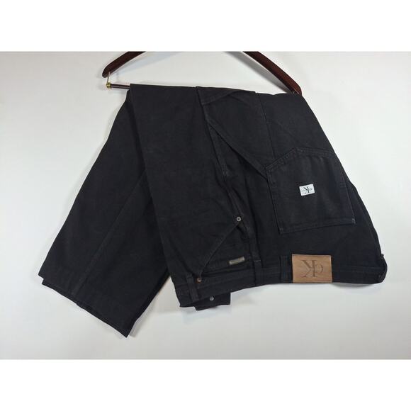 VTG Calvin Klein Men's Denim Black Jeans Leather Tab 38x30 Made in USA - Picture 1 of 6